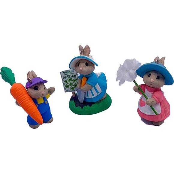 1994 Hallmark Keepsake Easter Ornament Sunny Bunny Garden 3-Piece Set in Box - Picture 3 of 8